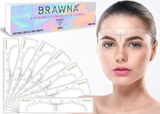 Brawna Eyebrow Ruler Stencil - 120 Pcs Clear Adhesive Eyebrow Shaping, Henna Tinting and Microblading Kit Stencils - Disposable Eyebrow Extensions Shaper Tool for Women - Eyebrow Microblading Supplies