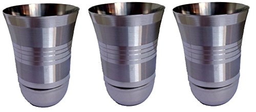 Shradha Trading Stainless Steel Tumblers Set Of 3,Stainless Steel Glass,Chilling Beer Glasses,Multi-Purpose Steel Glass,Brushed Metal Drinking Glasses,Indian Stainless Steel Tumblers,Steel Water Glass #TOP1