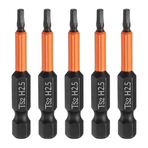 sourcing map 5pcs Hex Head Wrench Drill Bit 2.5mm(H2.5) Metric 1/4 Hex Shank 2(50mm) Length S2 Steel Magnetic Impact Drivers Screwdriver Bit Hexagon Electric Drill Bits