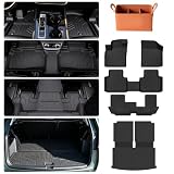 Floor Mats Set for 2026 Volkswagen VW Atlas 7 Seats Bench Seating 2018-2025 Car Mat Accessories(Not Fit Cross Sport), All Weather TPE Cargo Liner Trunk Mat(Floor Mats+2-in-1 Cargo Mat)