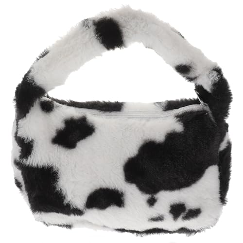 OKUMEYR Bolso de Hombro de Felpa Negro para Mujer, Diseño Sencillo y Adorable, Fácil de Llevar Capacidad para Móvil, Llaves y Cosméticos