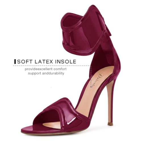 Image of Women's Ankle Strap Open Toe Stiletto High Heels Sandals | Mirror Patent Leather with Back Zipper for Evening Party,Gala,Prom,Weddings,Night Out Dressy Heels