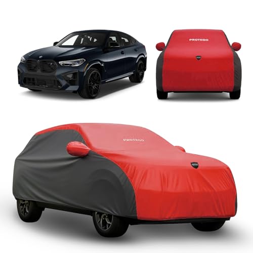 Image of PROTEGO Prime Series India's 1st Anti-Tear Car Cover for BMW X6 | Heavy-Duty, Custom Fit, All Weather Protection | 100% Waterproof, Windproof & Hail Resistant | 2-Year Warranty | Red + Black