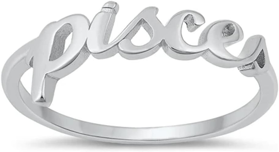 CloseoutWarehouse 925 Sterling Silver Script Zodiac Sign Ring