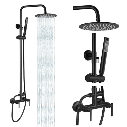 gotonovo Outdoor Shower Fixtures SUS304 Stainless Steel Rain Shower Kit Faucet High Pressure Wall...
