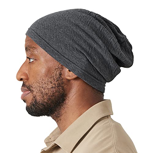 CHARM Organic Cotton Beanie for Women - Cotton Knit Beanie for Men Made in Japan Anti Static Winter Summer Chemo Hat Dark Gray M