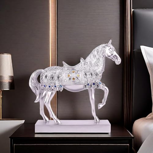 Estatua de Caballo Feng Shui Plateada para Decoración miniatura 2