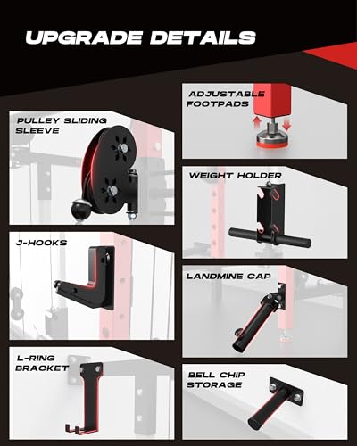 Folding Power Rack, Wall Mounted Squat Rack with Dual Independent Pulley System, Multi-Function Power Cage with 5 Adjustable Function Modes, Power Rack Trainer for Space Saving Home Gym - Image 6