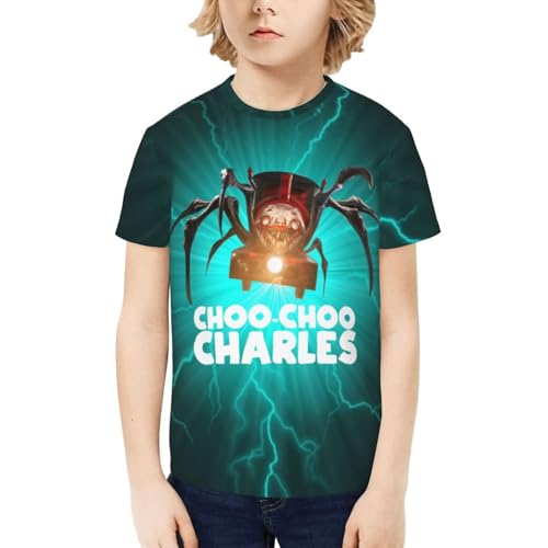 Choo-Choo Charles Kids T-Shirt 3D Printed Graphic T-Shirts Boys and Girls Short Sleeve Shirts for Youth Kids