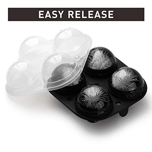Adoric Large Sphere Mold Silicone Ice Cube Trays for Whisky 2.5 Inch Ice Ball Mold Sphere Round Ice Ball Maker, Black