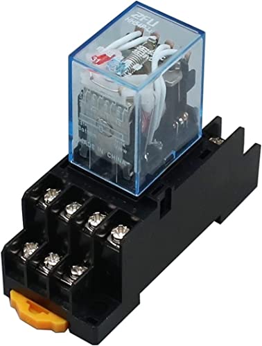 Relé MY4NJ 110V AC de 14 pines con base de enchufe y bobina DPDT miniatura de 5 amperios 3
