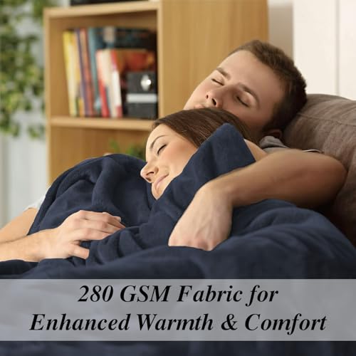 Image of Cloth Fusion Nimbus 280 GSM Fleece Blanket, Navy Blue, Single 58x86 inches | Double-Brushed Both Sides, Anti-Pilling Weave, Colour-Lock Dye, Reinforced Stitching, Machine Washable