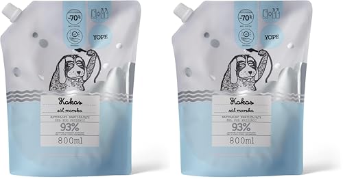 YOPE - Recarga Gel de Ducha Suave, pH Neutro, Hidratante y Regenerador, 93% Ingredientes Naturales, Fórmula Vegana, Coco Sal Marina - 800 ml (Paquete de 2)