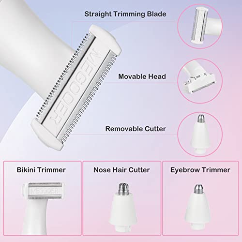 Kiyy Rasierer Damen Elektrisch, 3 in 1 Bikini-Trimmer Lady, Elektrischer für Frauen Nass und Trocken, Intimrasierer Bein Achseln Bikinizone,mit Augenbrauen Nasenhaartrimmer Kopf - Image 4