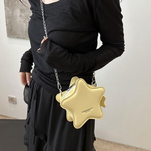 Women PU Leather Shoulder Bag Star Shape Crossbody Bags with Metal Chain Small Purse for Shopping Office and Travel2