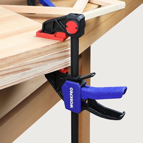 Image of WORKPRO 6 inch Clamps for Woodworking 2-Pack, Light Duty Wood Clamps | Quick-Release, One Hand 150 LBS Load Limit, Woodworking and DIY Projects