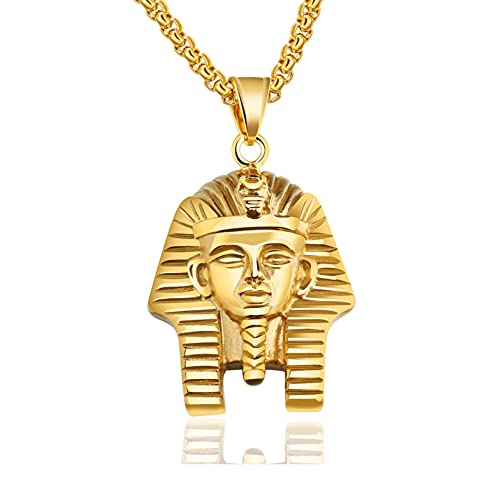 Punk Rock Titanium Steel Pharaoh Pendant Necklace,22
