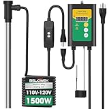 1500W Titanium Fully Submersible Portable Electric Immersion Large Pool & Hot Tub Water Heater with LCD Thermostat & GFCI Leakage Protection, Ideal for Baptistry, Bathtub, Bucket, Swimming Pool (YG)