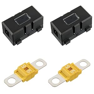 BOJACK 2 Pcs ANS Car Fuse Holders and 2 Pcs High Current Bolt-on Midi Fuses 60A Amp for Cars Trucks Vehicles