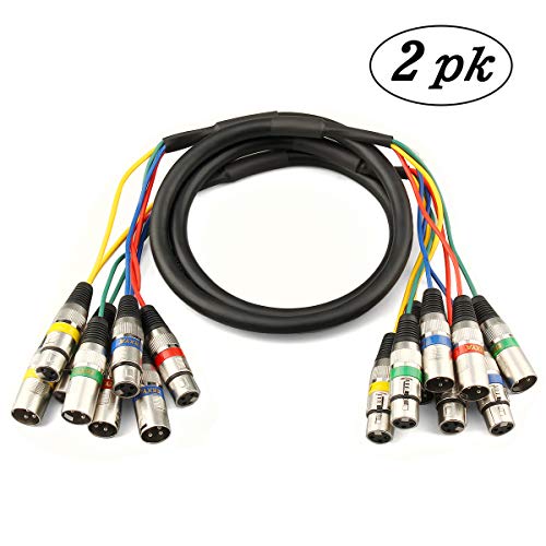 EBXYA 4-Channel XLR Snake Cables 3 FT 2 Pack - Audio Snake XLR