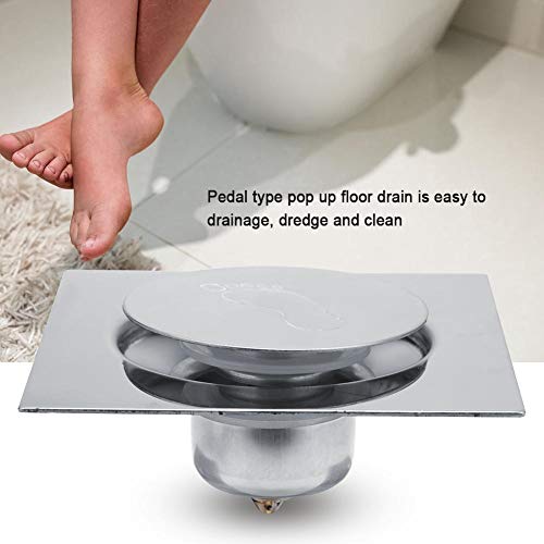 Fdit Bodenablauf Quadrat Pedal Schlag Art Bodenablauf Edelstahl für Badezimmer Waschraum Garagenkeller(#2)