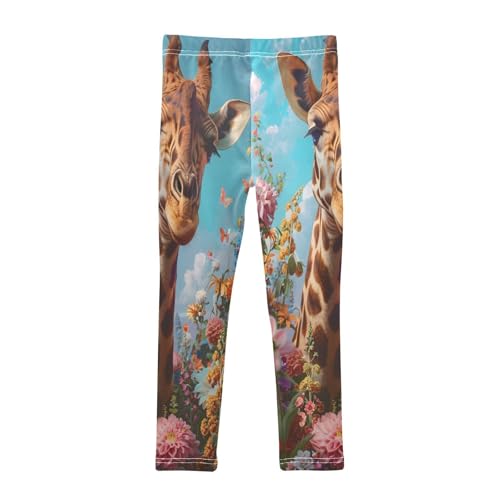 Toddler Girls Leggings Printed Yoga Pants Leggings Giraffe Head Flowers for Kids2