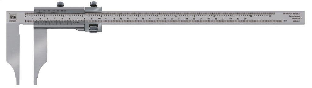 Tesa 00510611 caras de medición Calibre con redondeadas para dimensiones internas, 0 mm/250 mm Rango de medición