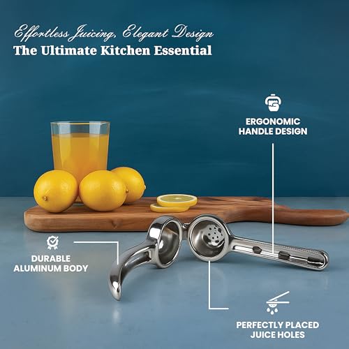 Image of Kitchen Expert - Aluminium Lemon Squeezer | Manual Lemon Crusher | Lemon Juice Extractor | Nimbu Presser | Comfortable Handle | Kitchen Tool | 1 Pc (Sliver)