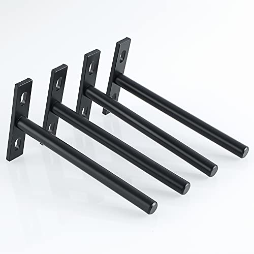 Sayayo Floating Shelf Brackets Heavy Duty 125MM/5-Inch Invisible Hidden Shelf Supports for Wall T Shape Metal Brackets for Concealed Wood Shelves Wall Mounted Matte Black 8 Pack - Image 3