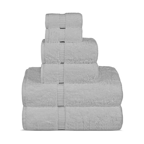 Luxury Spa and Hotel Quality Premium Turkish 6-Piece Towel Set (White, 2 x Bath Towels, 2 x Hand Towels, 2 x Washcloths) Cover