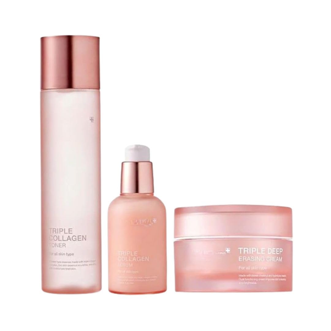 Potrójny toner kolagenowy, serum, zestaw kremowy, zestaw K-Beauty, koreańska rutyna pielęgnacji skóry