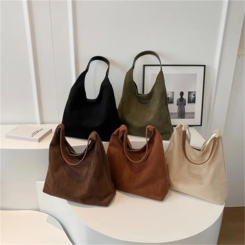 hchstore And Winter Vintage Women's Bag Large Capacity Suede Shoulder Solid Color Simple Casual Commuter Retro Handbags4