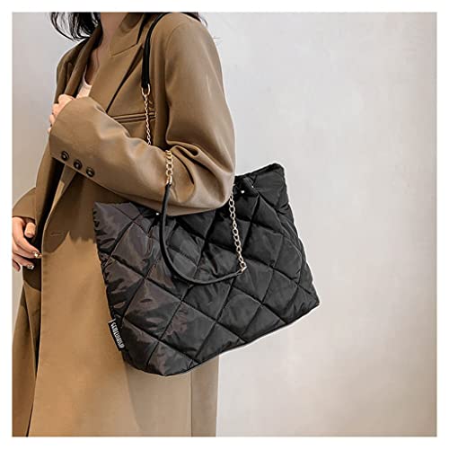 GRPKSSIB Quilted Tote Bag Soft Nylon Shoulder Bag Lightweight Puffer Padding Handbag Puffy Hobo with Chain for Women2