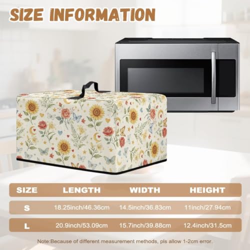 Image of Microwave Dust Cover Oil-Proof Countertop Convection Oven Cover Protective Smart Oven Protector for Kitchen Decor and Accessories, L, Sunflower Rose Butterfly Lily Flower Beige