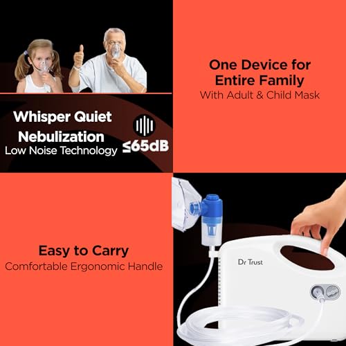 Dr Trust USA Compressor Nebulizer Machine Complete Kit for Adults and Kids with Mask (White) (Image - 4)