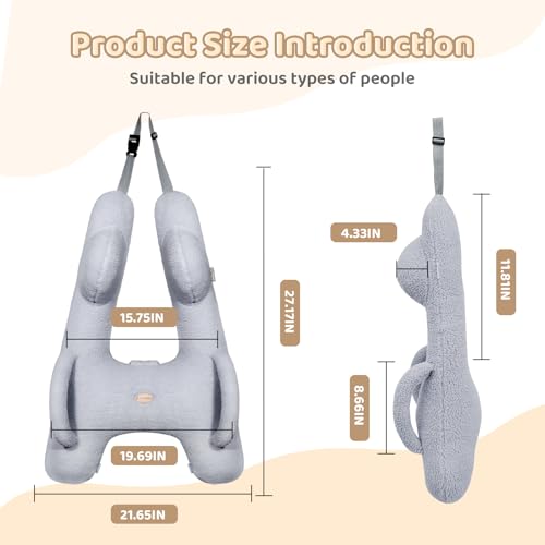Image of FLORICH Kids Travel Pillow, Car Sleeping Travel Pillow for Kids, Removable H-Shaped Pillow for Adults and Children to Support Head and Body Road Trips with Neck Pillow and Blanket (Dark Grey)