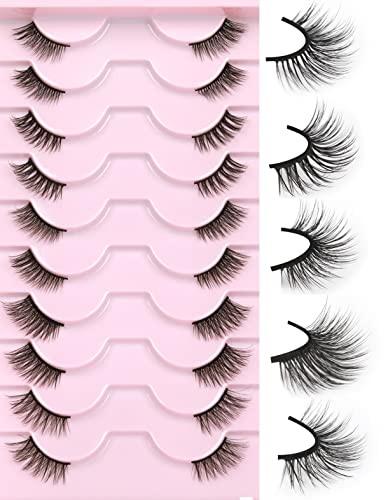 False Eyelashes Natural look Clear Band Half Lashes 5 Style Short Lashes Extension Wispy Strip Lashes Multipack by Kiromiro