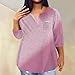 Womens Plus Size Tops Dressy Casual 3/4 Sleeve V Neck Shirts Ladies Oversized Tie Dye Gradient Blouses Loose Trendy Spring Clothes Clothing Top Blouse Shirt for Women 2024 Pink 4X-Large