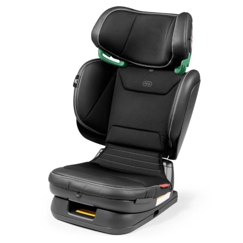 Image of Peg Perego Viaggio Flex 120 Booster, 4D Total Adjust for Safety & Comfort, No Armrests, Compact Fold for Travel, 40-120 lbs, Made in Italy, Licorice (Black)
