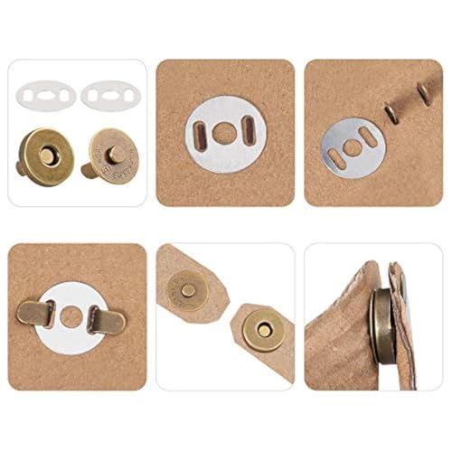 Image of Nimida Magnetic Button Snaps Clasps Fasteners Closure 18 mm for Sewing, Clutch, Purses, Tote, Handbags, Clothes, Leather Bags (50, Antique)