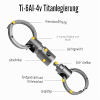 KeyUnity KA37SW Abnehmbarer, mehrfach drehbarer Karabiner-Schlüsselanhänger aus Titan, doppelendiger, drehbarer Schlüsselanhänger zum Verbinden von Hausschlüsseln und Windspiel – Ansicht 6