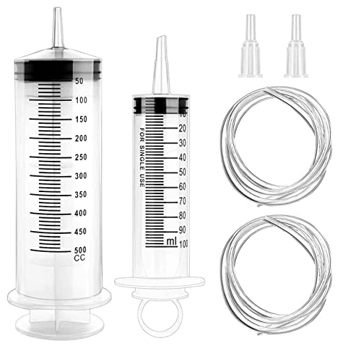 Seringue 500ml+100ml Seringue Plastique Seringue liquide réutilisable Seringue avec 1m Tube pour laboratoire animaux industrie jardin