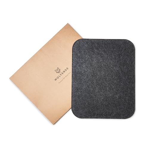 Wolvende Premium Felt Mouse Mat | 22cm x 28cm | Slim Mouse Pad | Non-Slip Gaming Home/Office (Dark Grey)