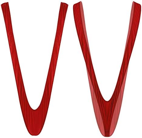 Mufeng Men's Thong Underwear Suspender Mankini Bikini Jockstrap One Piece Bodysuit Red One Size