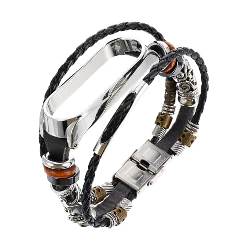 Kisangel Correa de Repuesto para Mi Band NFC Pulsera de Cuero Resistente Diseño Retro Vintage Unisex Fácil de Instalar y Duradera para Smartwatch