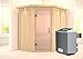 Produktbild Karibu Sauna Carin inkl. 9-kW-Ofen mit interner Steuerung, mit Dachkranz, mit satinierter Saunatür