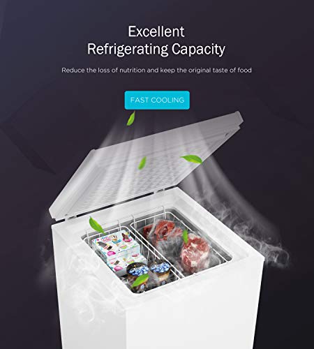Coolhome 3.5 Cubic Feet Chest Freezer With Removable Basket, From 6.8℉ To -4℉ Free Standing Compact Fridge Freezer For Home/Kitchen/Office/Bar (3.5 Cu.ft.-Normal) #TOP2