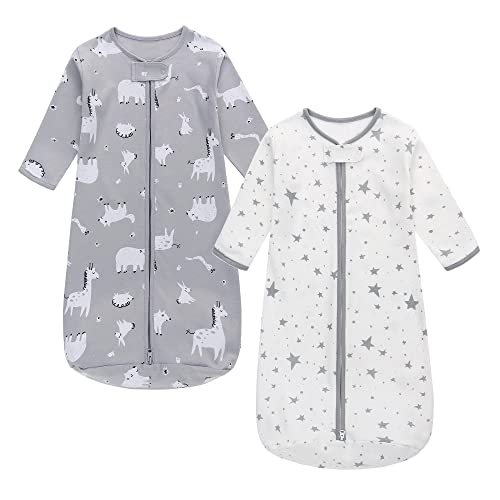 Image of Miracle Baby Long Sleeve Sleep Sack 12-18 Months 2 Pack Wearable Blanket Baby 100% Cotton Sleeping Bag for Newborn Infant Toddler