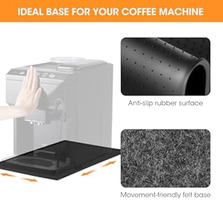 AIEVE Unterlage Silikonmatte für Kaffeemaschine Kaffeevollautomat Kaffeemühle für De Longhi Magnifica Philips LatteGo,Ninja Airfryer AF400eu,48 x 30 cm Silikonunterlage Leicht zu verschieben (Schwarz)