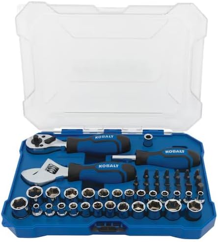 Kbalt Stubby 50 -Piece Standard (SAE) and Metric Polished chrome Mechanics Tool Set with Hard Case